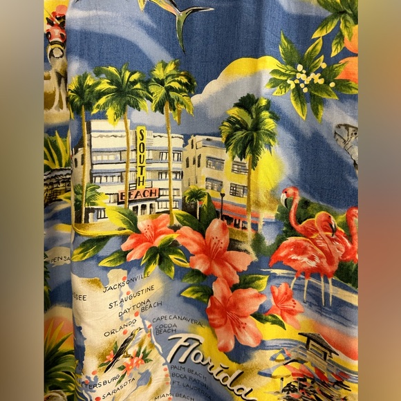 PARADISE FOUND RARE VINTAGE MEN FLORIDA PATTERNS HAWAIIEN SHIRT FROM THE 1980 - Picture 6 of 6